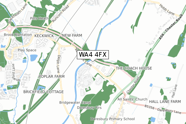 WA4 4FX map - small scale - OS Open Zoomstack (Ordnance Survey)