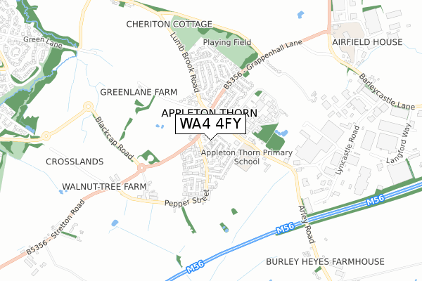 WA4 4FY map - small scale - OS Open Zoomstack (Ordnance Survey)