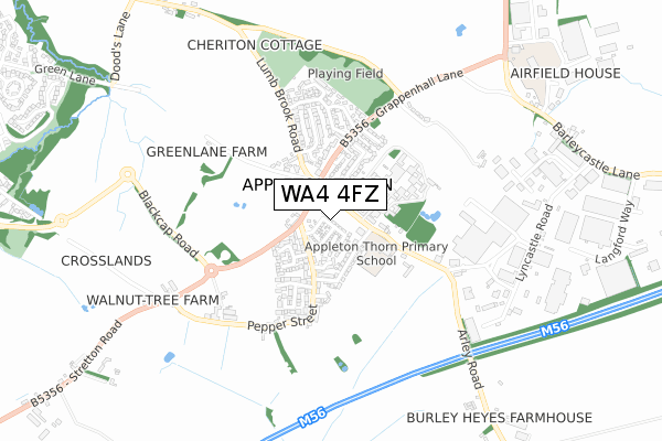 WA4 4FZ map - small scale - OS Open Zoomstack (Ordnance Survey)