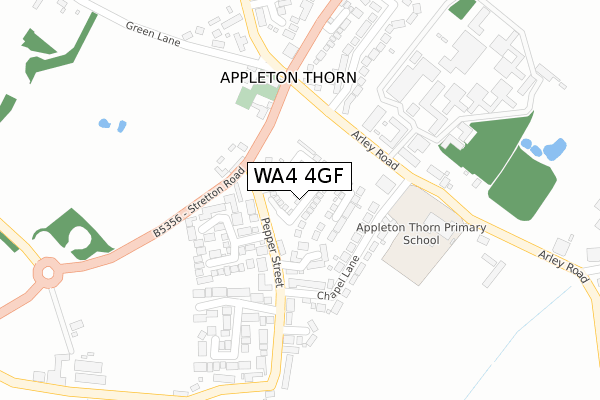 WA4 4GF map - large scale - OS Open Zoomstack (Ordnance Survey)