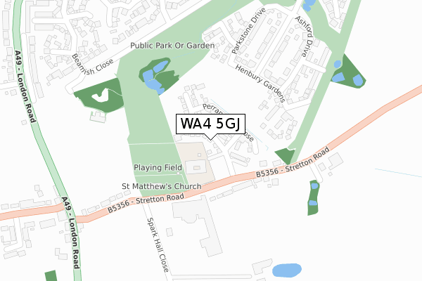 WA4 5GJ map - large scale - OS Open Zoomstack (Ordnance Survey) WA4 5GJ map - large scale - OS Open Zoomstack (Ordnance Survey)