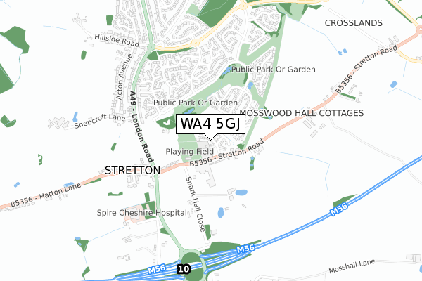 WA4 5GJ map - small scale - OS Open Zoomstack (Ordnance Survey) WA4 5GJ map - small scale - OS Open Zoomstack (Ordnance Survey)