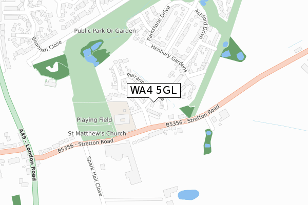 WA4 5GL map - large scale - OS Open Zoomstack (Ordnance Survey)