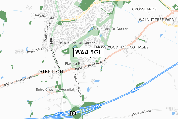 WA4 5GL map - small scale - OS Open Zoomstack (Ordnance Survey)