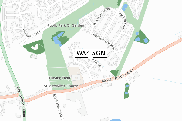 WA4 5GN map - large scale - OS Open Zoomstack (Ordnance Survey) WA4 5GN map - large scale - OS Open Zoomstack (Ordnance Survey)