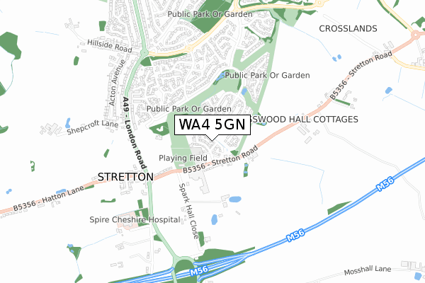 WA4 5GN map - small scale - OS Open Zoomstack (Ordnance Survey) WA4 5GN map - small scale - OS Open Zoomstack (Ordnance Survey)