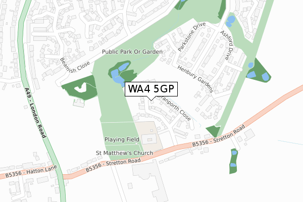 WA4 5GP map - large scale - OS Open Zoomstack (Ordnance Survey) WA4 5GP map - large scale - OS Open Zoomstack (Ordnance Survey)