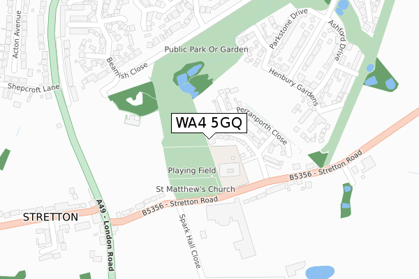 WA4 5GQ map - large scale - OS Open Zoomstack (Ordnance Survey)