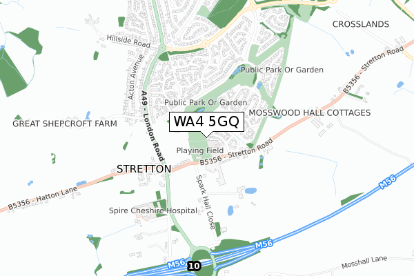 WA4 5GQ map - small scale - OS Open Zoomstack (Ordnance Survey) WA4 5GQ map - small scale - OS Open Zoomstack (Ordnance Survey)