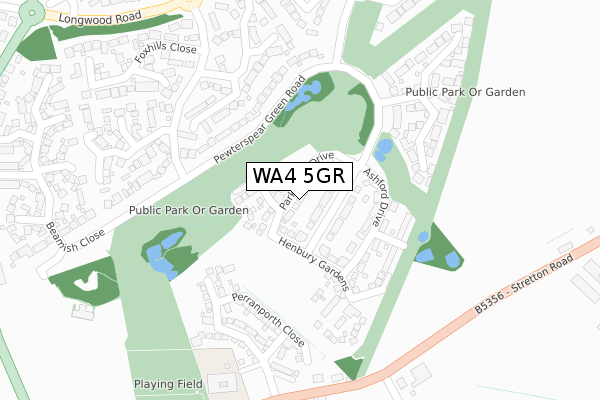 WA4 5GR map - large scale - OS Open Zoomstack (Ordnance Survey) WA4 5GR map - large scale - OS Open Zoomstack (Ordnance Survey)