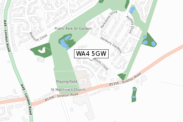 WA4 5GW map - large scale - OS Open Zoomstack (Ordnance Survey) WA4 5GW map - large scale - OS Open Zoomstack (Ordnance Survey)