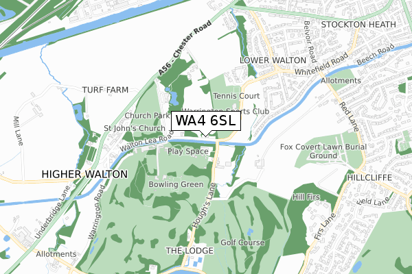 WA4 6SL map - small scale - OS Open Zoomstack (Ordnance Survey)