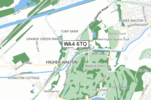 WA4 6TQ map - small scale - OS Open Zoomstack (Ordnance Survey)