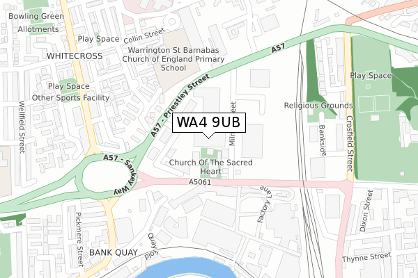 WA4 9UB map - large scale - OS Open Zoomstack (Ordnance Survey)