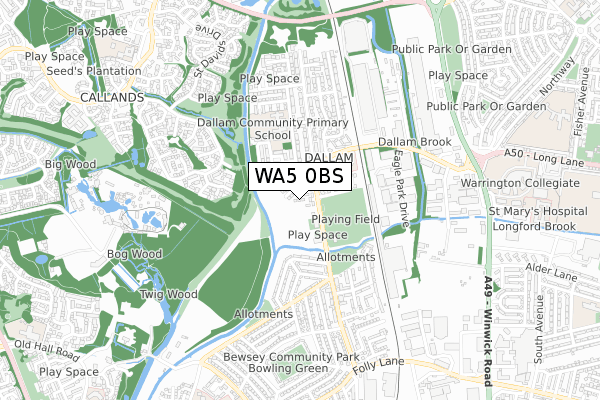WA5 0BS map - small scale - OS Open Zoomstack (Ordnance Survey) WA5 0BS map - small scale - OS Open Zoomstack (Ordnance Survey)