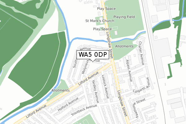 WA5 0DP map - large scale - OS Open Zoomstack (Ordnance Survey)