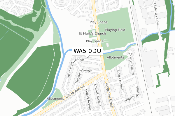 WA5 0DU map - large scale - OS Open Zoomstack (Ordnance Survey)