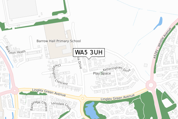 WA5 3UH map - large scale - OS Open Zoomstack (Ordnance Survey)