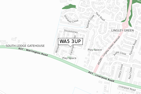 WA5 3UP map - large scale - OS Open Zoomstack (Ordnance Survey)