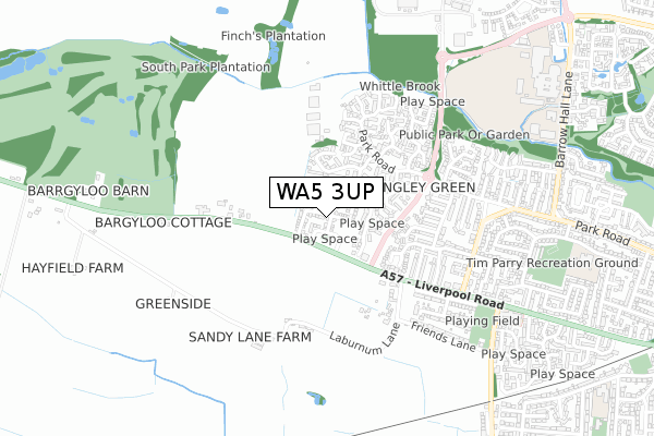 WA5 3UP map - small scale - OS Open Zoomstack (Ordnance Survey)