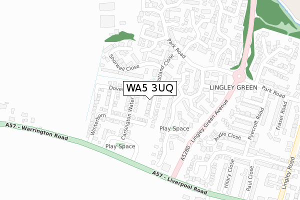 WA5 3UQ map - large scale - OS Open Zoomstack (Ordnance Survey)