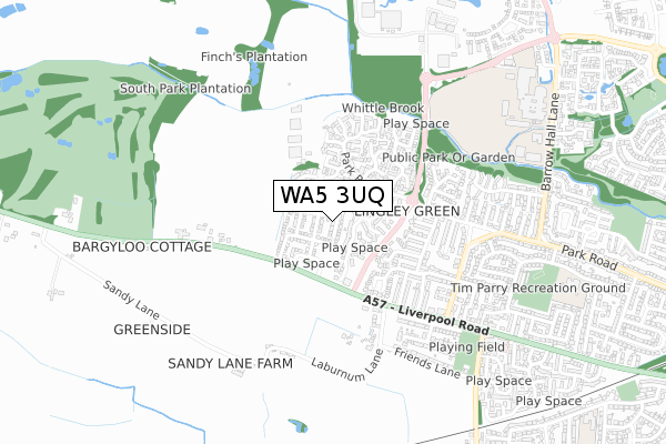 WA5 3UQ map - small scale - OS Open Zoomstack (Ordnance Survey)