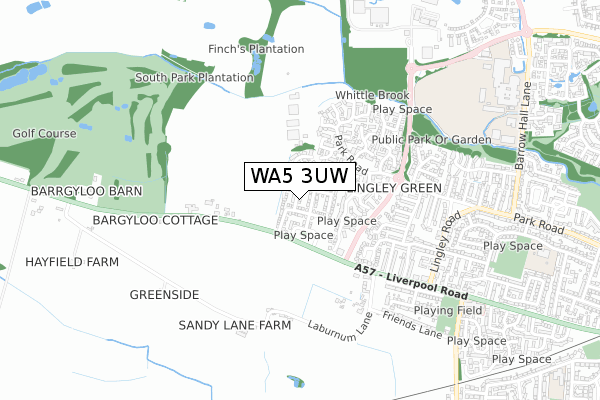 WA5 3UW map - small scale - OS Open Zoomstack (Ordnance Survey)