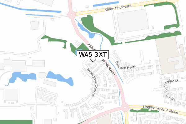 WA5 3XT map - large scale - OS Open Zoomstack (Ordnance Survey)