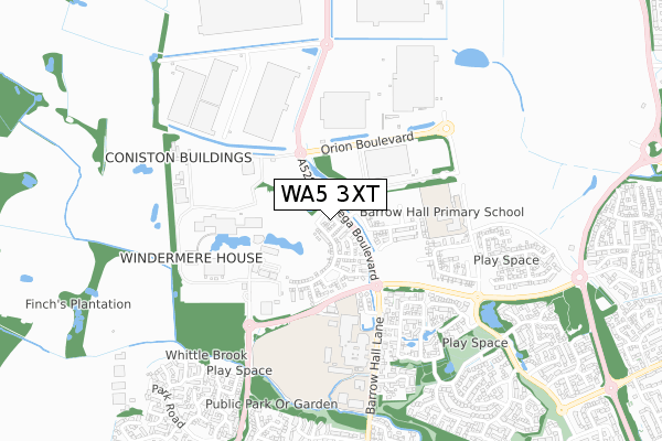 WA5 3XT map - small scale - OS Open Zoomstack (Ordnance Survey)