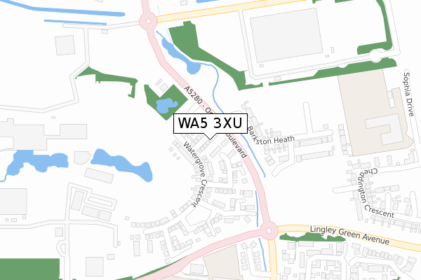 WA5 3XU map - large scale - OS Open Zoomstack (Ordnance Survey)