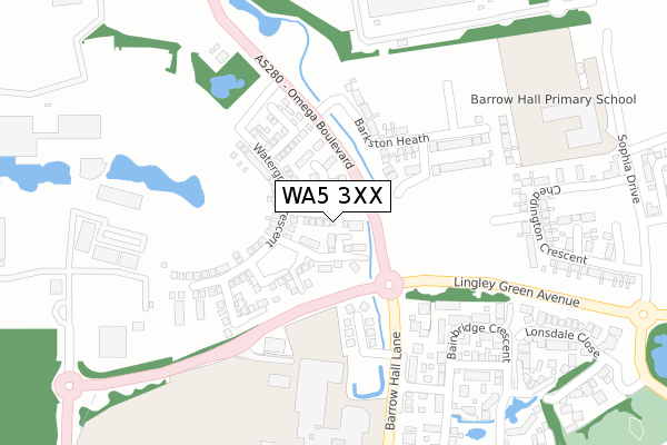 WA5 3XX map - large scale - OS Open Zoomstack (Ordnance Survey)