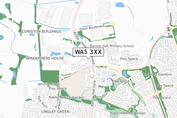 WA5 3XX map - small scale - OS Open Zoomstack (Ordnance Survey)