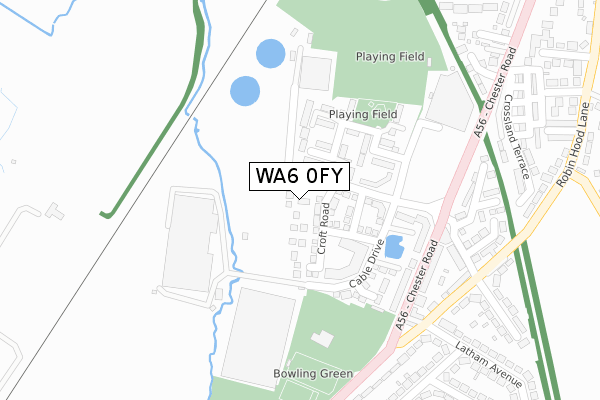 WA6 0FY map - large scale - OS Open Zoomstack (Ordnance Survey)