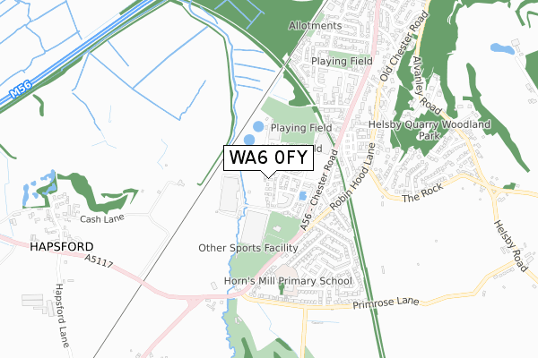 WA6 0FY map - small scale - OS Open Zoomstack (Ordnance Survey)
