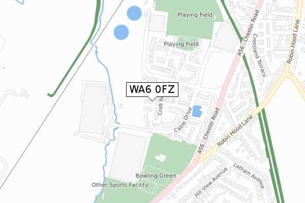 WA6 0FZ map - large scale - OS Open Zoomstack (Ordnance Survey)