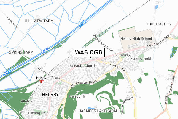 WA6 0GB map - small scale - OS Open Zoomstack (Ordnance Survey)