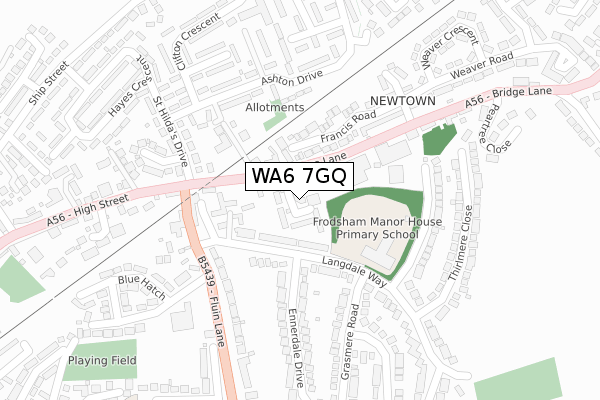 WA6 7GQ map - large scale - OS Open Zoomstack (Ordnance Survey)