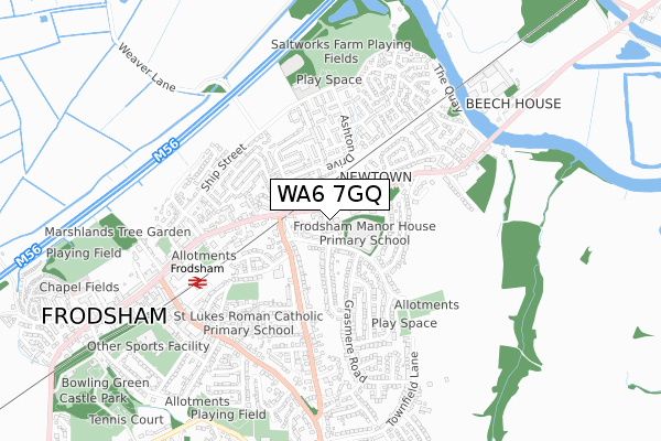 WA6 7GQ map - small scale - OS Open Zoomstack (Ordnance Survey)