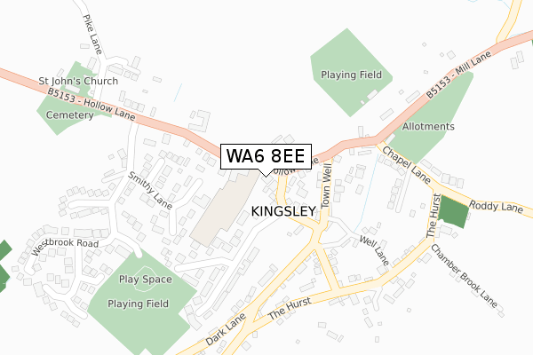 WA6 8EE map - large scale - OS Open Zoomstack (Ordnance Survey)