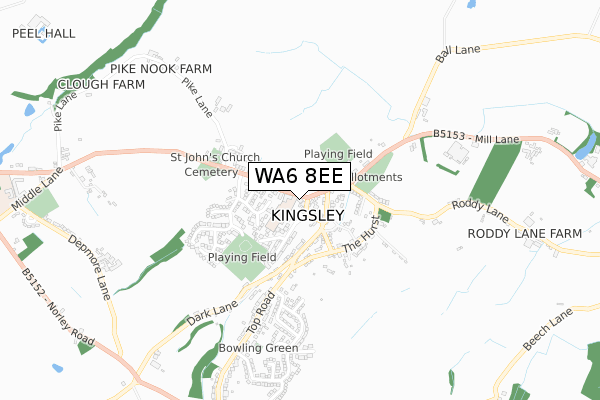 WA6 8EE map - small scale - OS Open Zoomstack (Ordnance Survey)