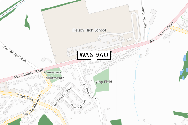 WA6 9AU map - large scale - OS Open Zoomstack (Ordnance Survey)