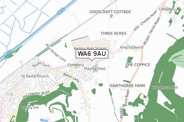 WA6 9AU map - small scale - OS Open Zoomstack (Ordnance Survey)