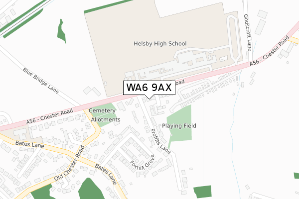 WA6 9AX map - large scale - OS Open Zoomstack (Ordnance Survey)