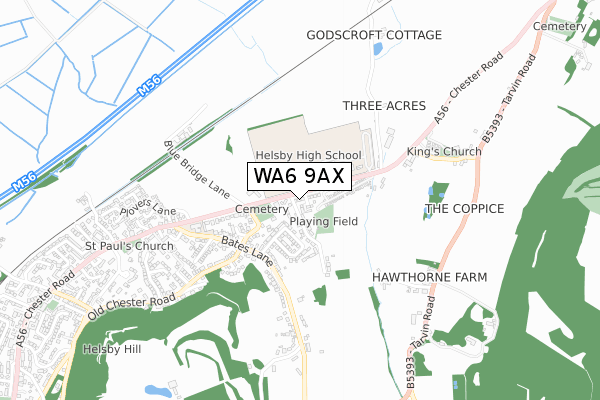 WA6 9AX map - small scale - OS Open Zoomstack (Ordnance Survey)