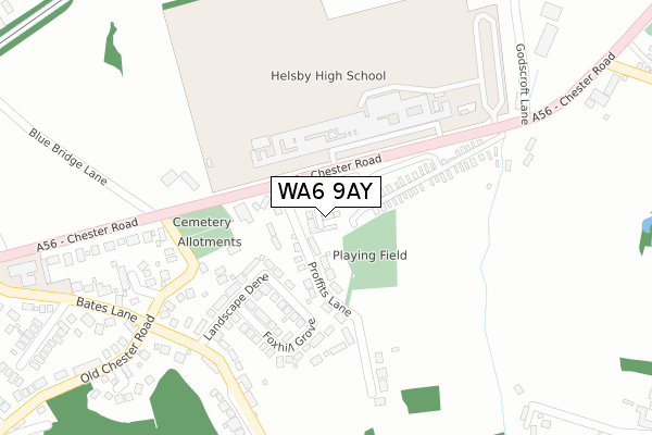 WA6 9AY map - large scale - OS Open Zoomstack (Ordnance Survey)