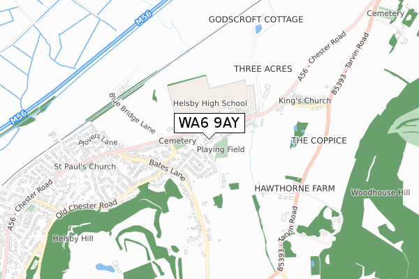 WA6 9AY map - small scale - OS Open Zoomstack (Ordnance Survey)