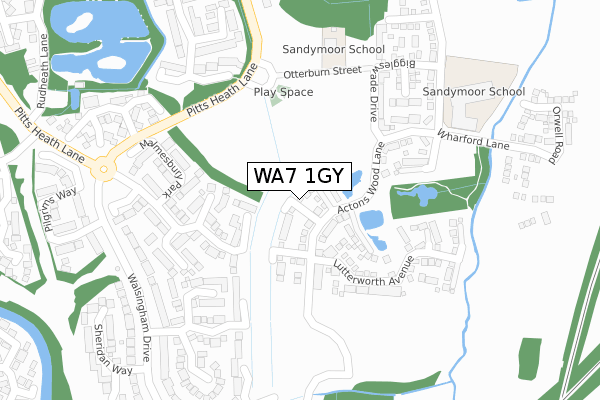 WA7 1GY map - large scale - OS Open Zoomstack (Ordnance Survey)