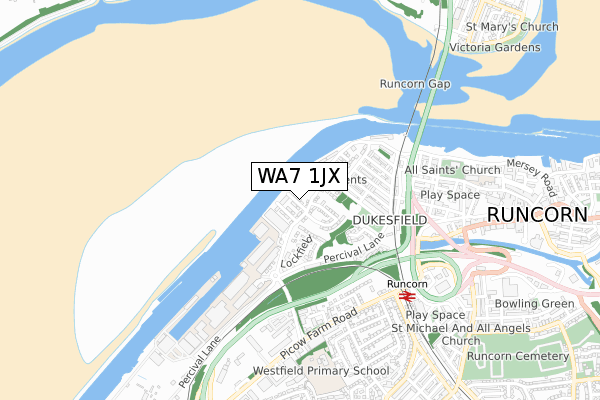 WA7 1JX map - small scale - OS Open Zoomstack (Ordnance Survey)