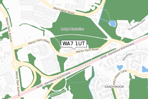 WA7 1UT map - large scale - OS Open Zoomstack (Ordnance Survey)