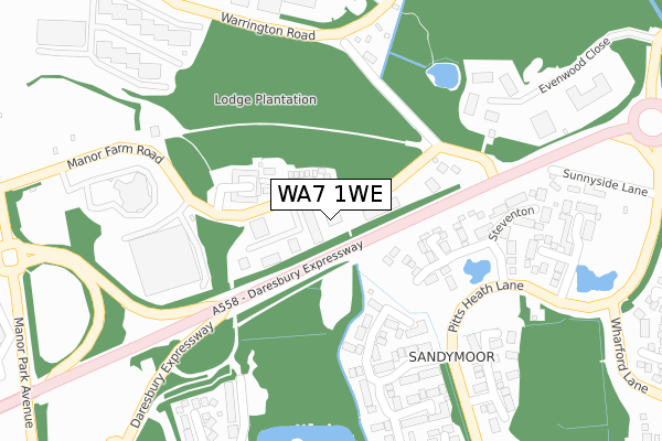 WA7 1WE map - large scale - OS Open Zoomstack (Ordnance Survey)
